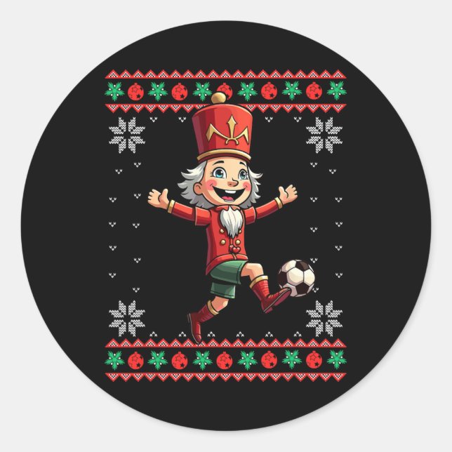 Adesivo Redondo Nutcracker Futebol Natal Feio  (Frente)