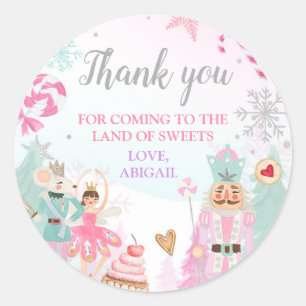 Adesivo Redondo Nutcracker Land of Sweets Girl Aniversário Favore