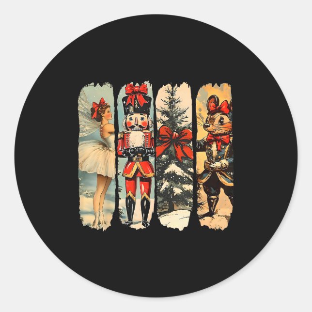 Adesivo Redondo Nutcracker Merry Christmas Xmas Tree Family Pajama (Frente)