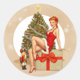 Adesivo Redondo Nutcracker Sweet Retro Pinup Christmas Sticker