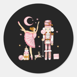 Adesivo Redondo Nutcracker Vintage Byllet Natal Rosa Xmas Mulher