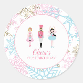 Adesivo Redondo Nutcracker Winter Balé Snowflake Birthday