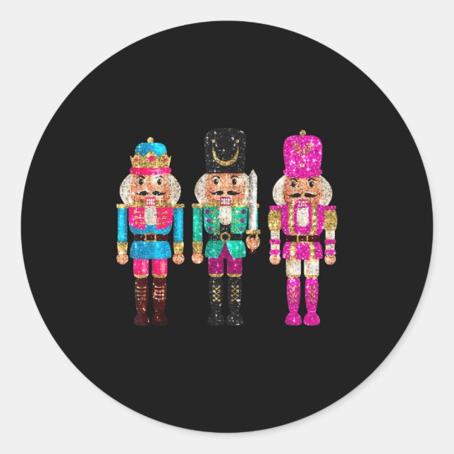 Adesivo Redondo Nutcrackers Merry Christmas Funny Xmas Men Women  (Frente)