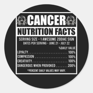 Adesivo Redondo Nutrição do cancer Astrologia Zodiac Horoscópio