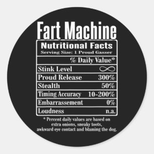 Adesivo Redondo Nutrion Fata Fart Machine Pai Piada Engraçado Fart