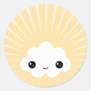 Adesivo Redondo Nuvem de Kawaii