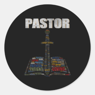 Adesivo Redondo Nuvem de palavras do ministro cristão Igreja Pasto