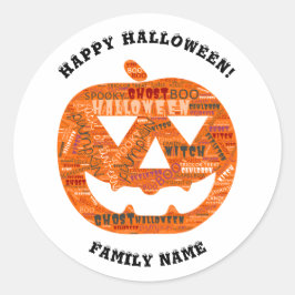 Adesivo Redondo Nuvem de Palavras Personalizada do Halloween Jack-