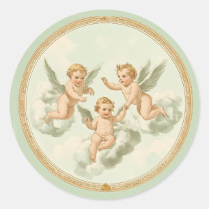 Adesivo Redondo Nuvem Fresca de Mint Rococo Cherub