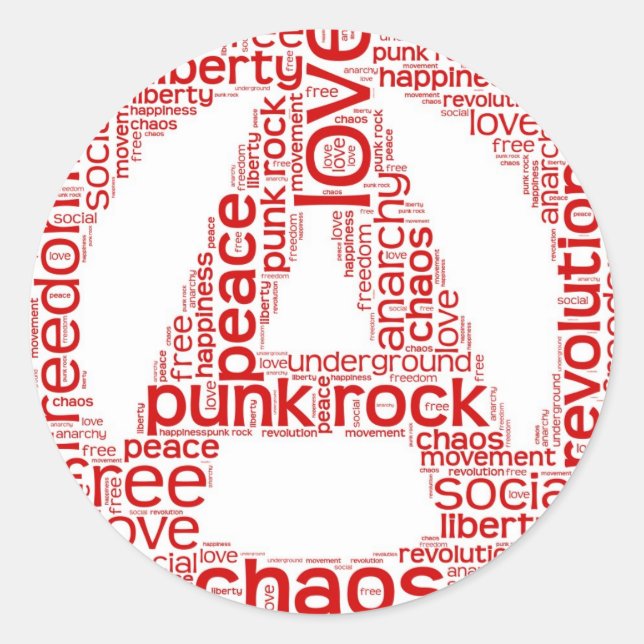 Adesivo Redondo Nuvem mundial em forma de anarquia (Frente)