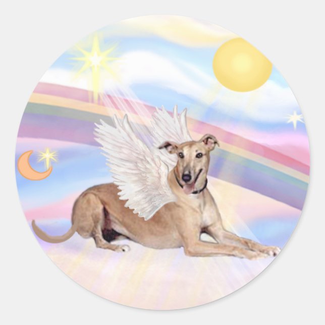 Adesivo Redondo Nuvens - Anjo Galgo Fawn (deitado) (Frente)