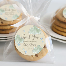 Adesivo Redondo Nuvens bonitas A Lua Stars Chá de fraldas Menino N