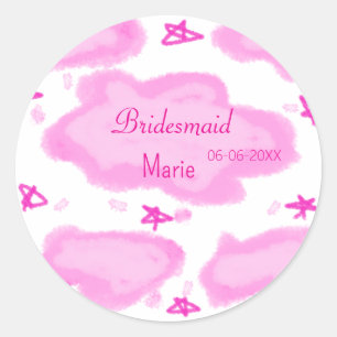 Adesivo Redondo nuvens cor-de-rosa estrelas pastel bridesmaid mode