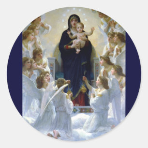 Adesivo Redondo Nuvens da religião cristã angels madona