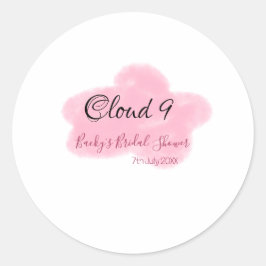 Adesivo Redondo Nuvens nove rosa pastel chá de noiva data nome