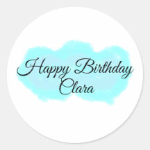 Nuvens verdes azuis pastel feliz aniversário moder