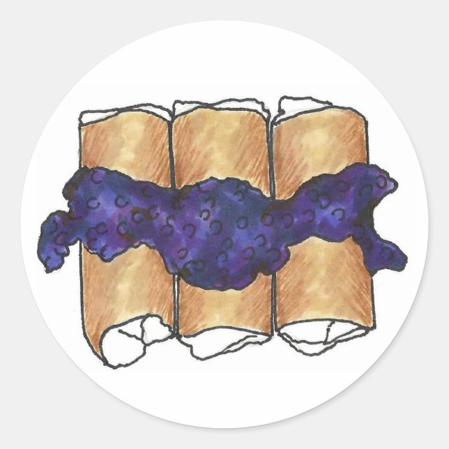 Adesivo Redondo NYC Jewish Deli Comida Blueberry Blintz Blintzes (Frente)