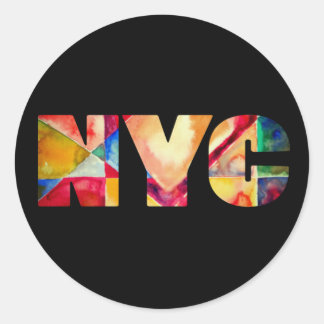 Adesivo Redondo NYC Nova Iorque Artsy Trendy Colorful Watercolor