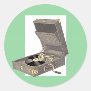 Adesivo Redondo o 1920 enrola acima Gramaphone