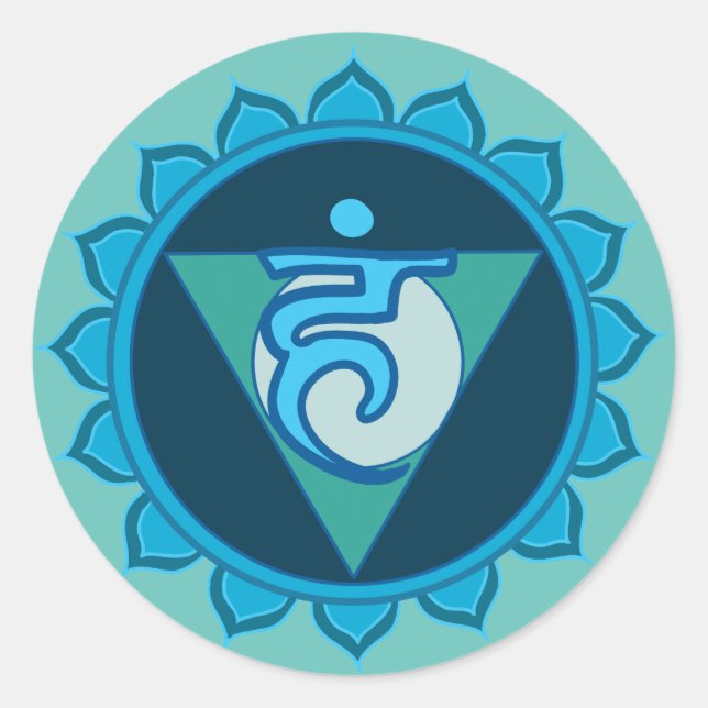 Adesivo Redondo O 5 primário Chakra Yoga Sticker (Frente)