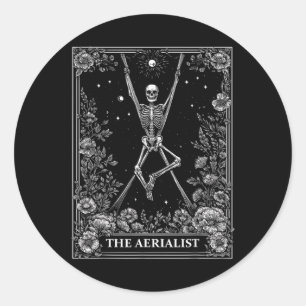 Adesivo Redondo O Aerialista Seda Aérea Carta de Tarot Esqueleto B
