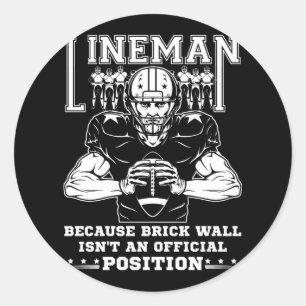 Adesivo Redondo O Americano Futebol Lineman Brick Wall não é Offi