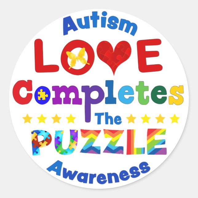 Adesivo Redondo O amor completa a Quebra-cabeça (Frente)