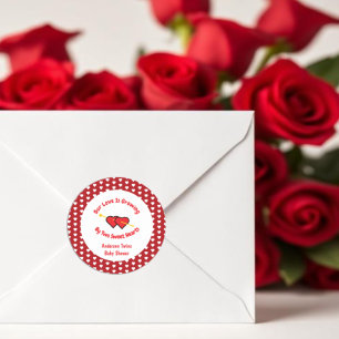 Adesivo Redondo O Amor Cresce Por Dois Corações Gêmeos