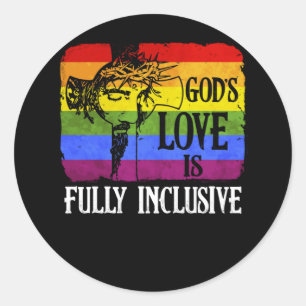 Adesivo Redondo O amor de Deus é totalmente inclusivo LGBT-Gay cr