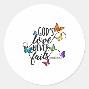 Adesivo Redondo O Amor de Deus Nunca Falha - Arte de Borboleta - R