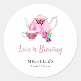 Adesivo Redondo O amor é a festa do chá do Chá de panela