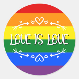 Adesivo Redondo O Amor é Amor Arco-íris Orgulho LGBTQ