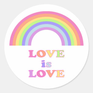 Adesivo Redondo O AMOR é AMOR - Orgulho Gay / Arco-íris LGBTQ