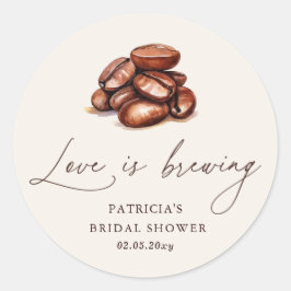 Adesivo Redondo O amor é criar Chá de panela de feijão de café