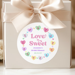 Adesivo Redondo O Amor É Doce Dia dos Namorados Doces Chuveiro de