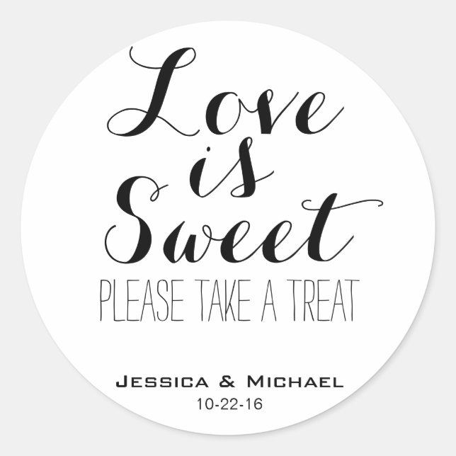 Adesivo Redondo O amor é doce e costume... (Frente)