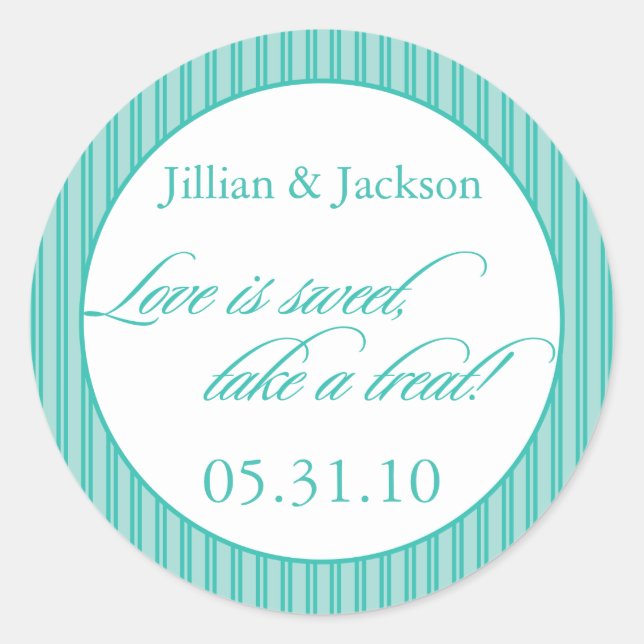 Adesivo Redondo O amor é doce em Aqua (Frente)