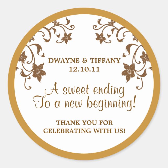 Adesivo Redondo O amor é doce - Flores (Frente)