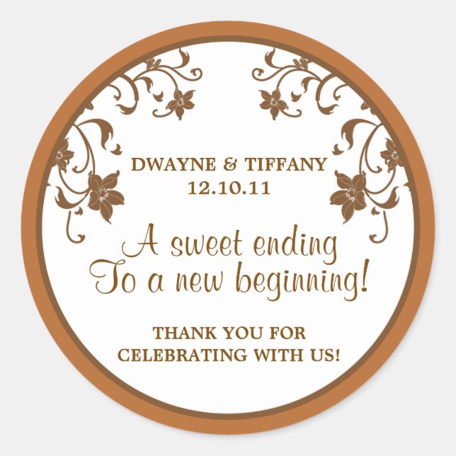 Adesivo Redondo O amor é doce - Flores (Frente)