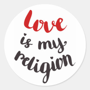 Adesivo Redondo O amor é minha religião