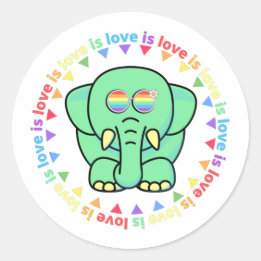 Adesivo Redondo O amor é o amor do Orgulho LGBT do Elefante Bonito