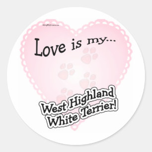 Adesivo Redondo O amor é o meu West Highland White Ter...