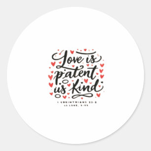 Adesivo Redondo O Amor É Paciente Fé Cristã Inspiradora Estilo