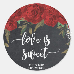 Adesivo Redondo o amor é rosas vermelhas doces que wedding a