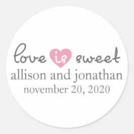 Adesivo Redondo O Amor É Um Doce Rótulo Cardíaco Moderno (Cinza/Ro