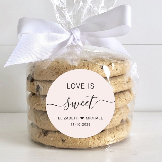 Adesivo Redondo O Amor É Um Favor De Casamento Rosa (Criador carregado)