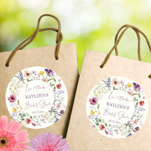 Adesivo Redondo O amor é uma florescente boho chá de noiva de flor