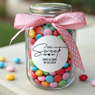 Adesivo Redondo O Amor Elegante É Um Casamento De Caligrafia Cardí