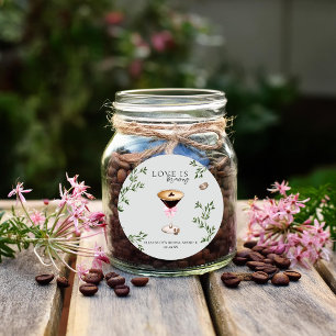 Adesivo Redondo O Amor Está Cozinhando   Chá de Bebê de Espresso M