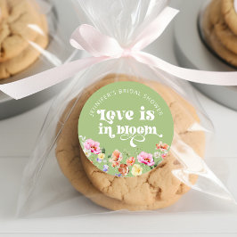 Adesivo Redondo O amor está em flor banho de chá de noiva com flor